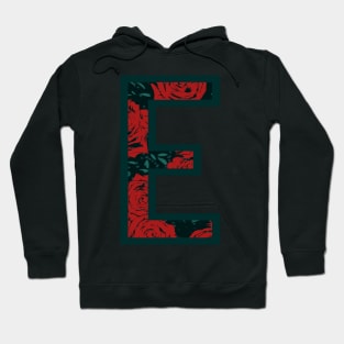 Modern Rose Floral Initial Name Alphabet - Letter E Hoodie